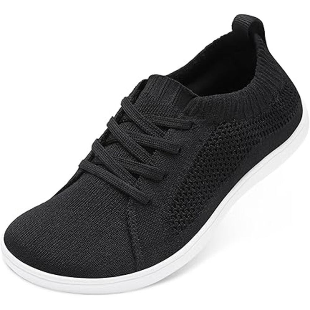 New Joinfree Womens Size 9.5W Black Mesh Wide Toe Box Lace Up Barefoot Shoes